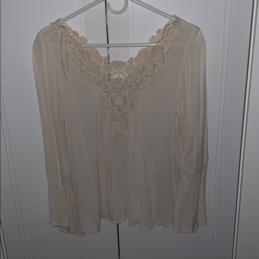 cream blouse with lace